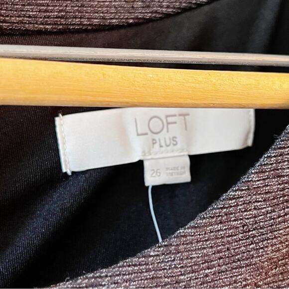 NEW LOFT Plus gray knit knee length dress shoulder buttons plus size 26 party - Picture 2 of 12